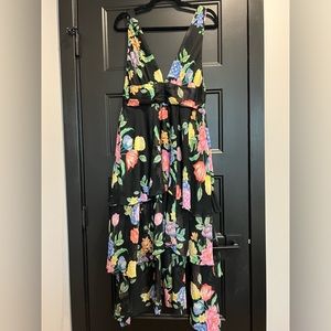 Topshop black tiered floral dress size 12